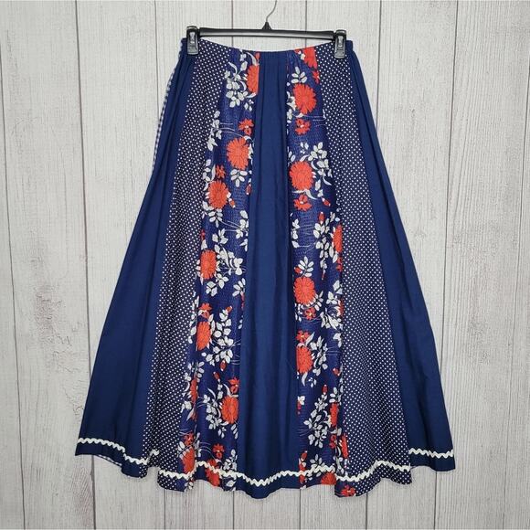 Vintage 70s Carefree Fashions Paneled Maxi Skirt - Picture 1 of 5